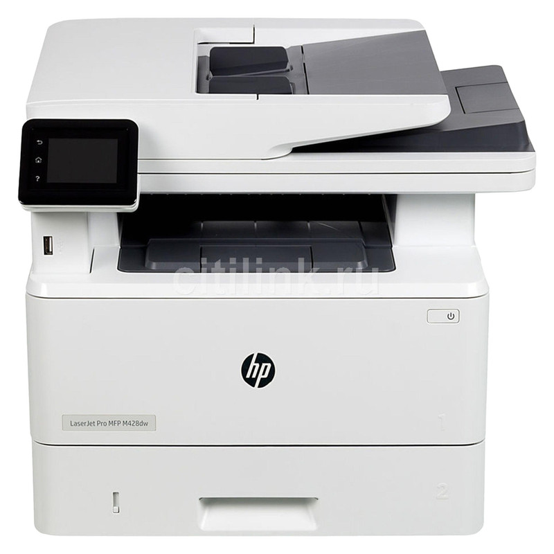 پرینتر اچ پی تک رنگ سه کاره با چاپ لیزری مدل LaserJet Pro MFP M428dw، سایز چاپ A4، قابلیت چاپ دو رو، چاپ فایل‌های فلش مموری از طریق USB، مجهز به پورت شبکه و WiFi، دارای صفحه نمایش LCD